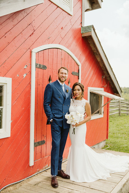 Farm to table summer wedding with pops of red and a PARADE