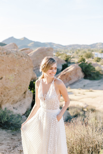 Boho bridal vibes at Vasquez Rocks