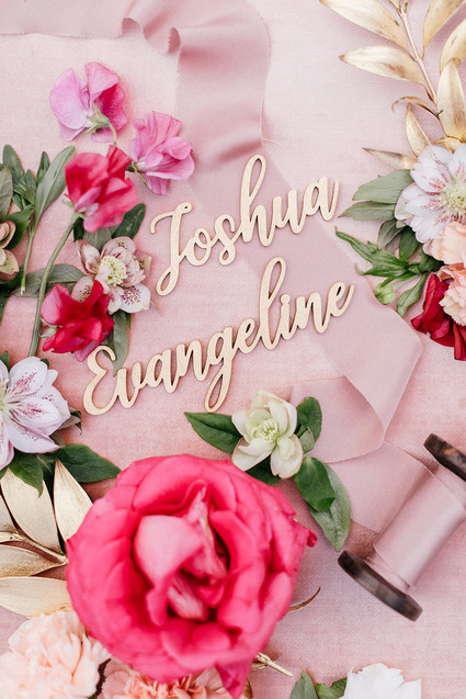 Modern floral pink and black wedding ideas