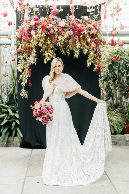 Modern floral pink and black wedding ideas