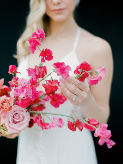 Modern floral pink and black wedding ideas