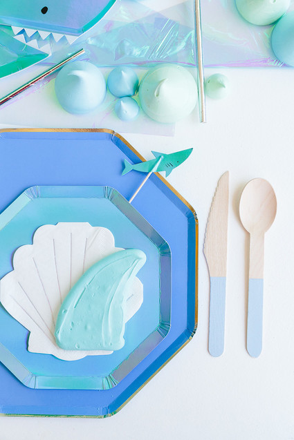 Shark themed metallic boy's birthday party Inspiration