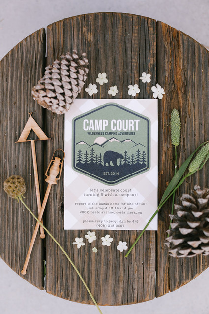Camp-themed invitations