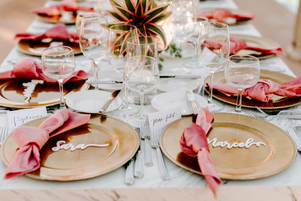 Gold and pink place settings