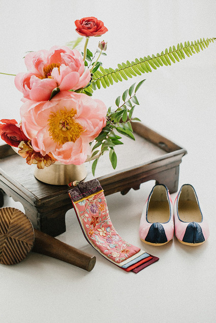 Elegant floral first birthday Korean Dol with peonies