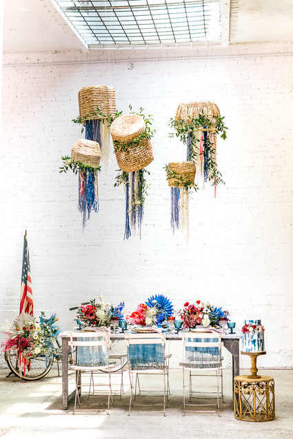 Red, white, and blue 4th of July party ideas with a boho, floral twist