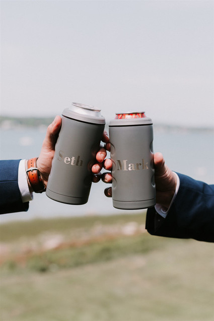 Green and white Maine barn wedding