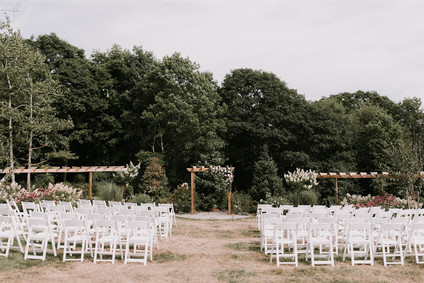 Green and white Maine barn wedding