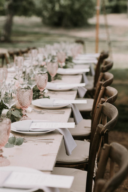 Green and white Maine barn wedding