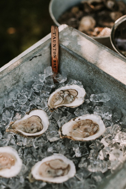 Green and white Maine barn wedding