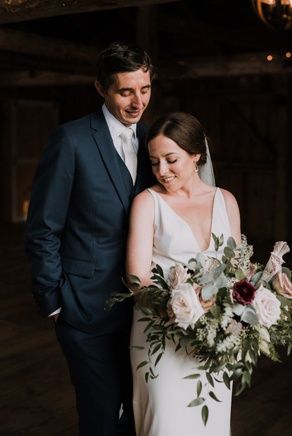 Green and white Maine barn wedding