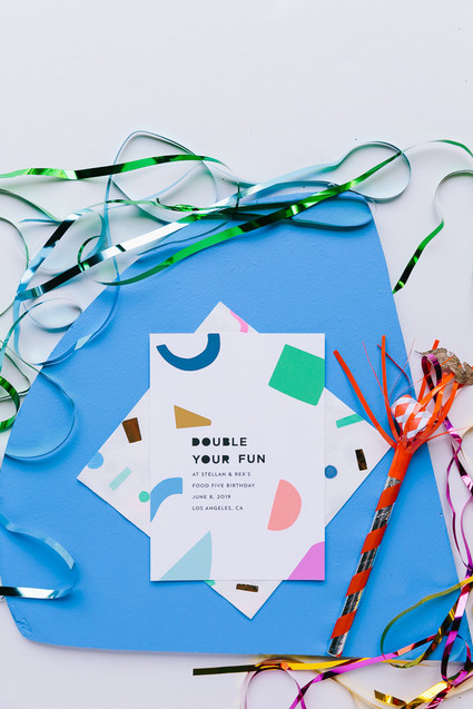 Colorful modern food fight 5th birthday party