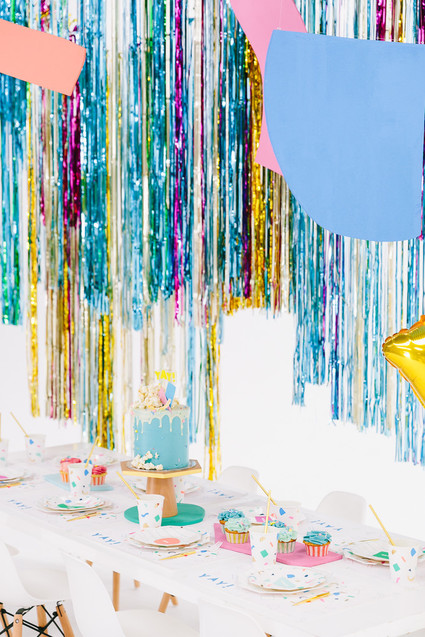 Colorful modern food fight 5th birthday party