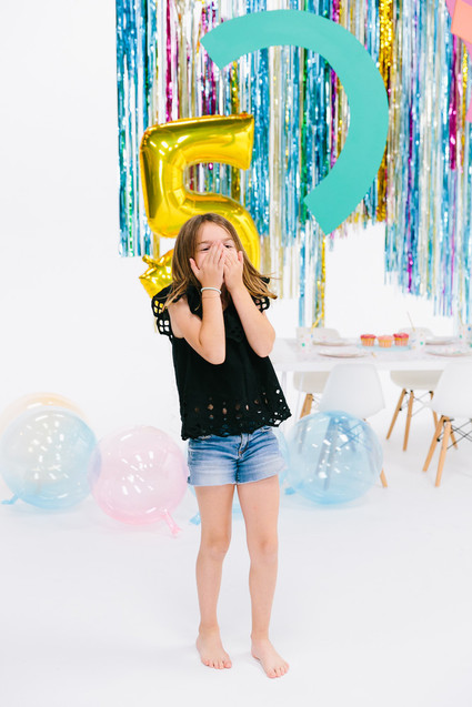 Colorful modern food fight 5th birthday party