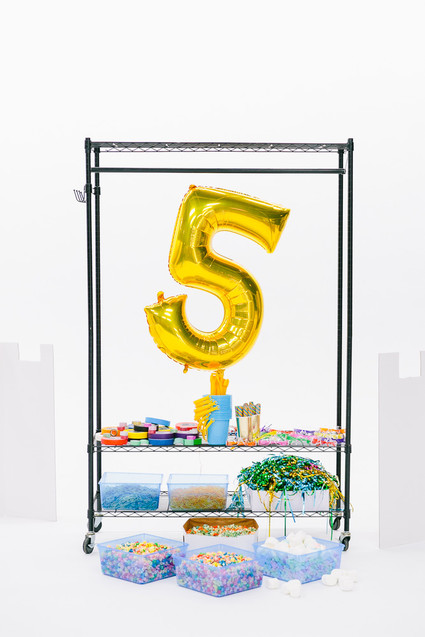 Colorful modern food fight 5th birthday party