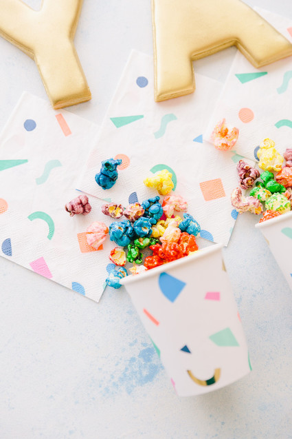 Colorful modern food fight 5th birthday party