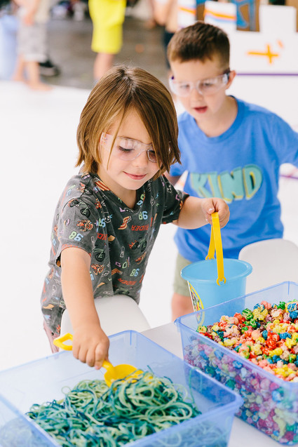 Colorful modern food fight 5th birthday party