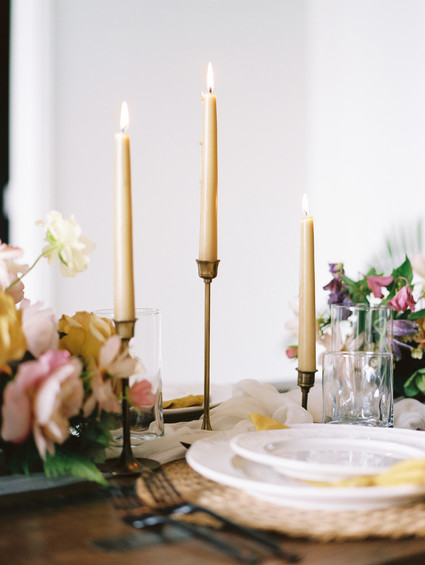 Black and yellow wedding tablescape