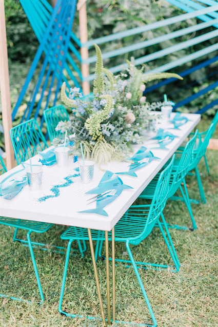 Sharks and mermaids joint birthday pool party