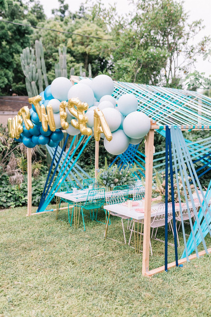 Sharks and mermaids joint birthday pool party