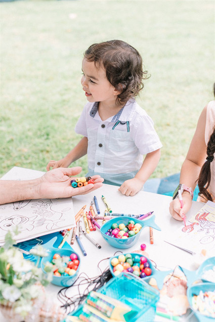 Sharks and mermaids joint birthday pool party