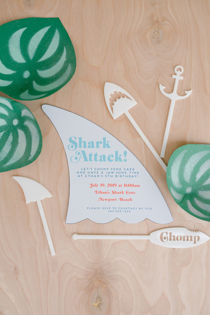 Shark themed birthday invitation Inspiration