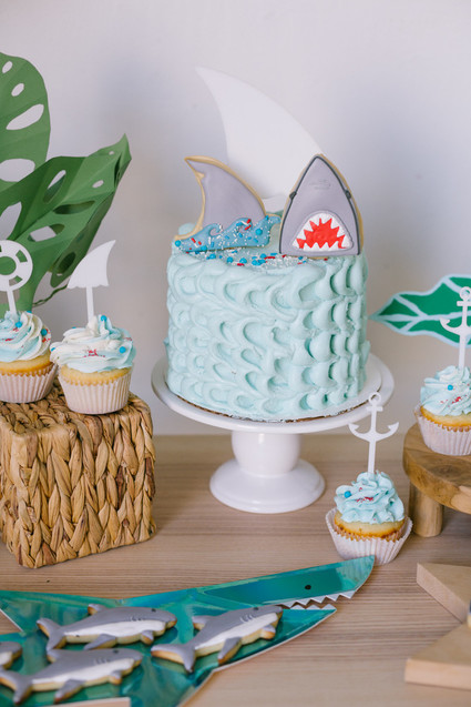 Shark themed birthday cake