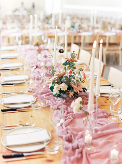 Pink wedding tablescape