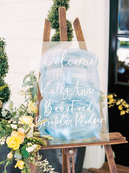 Blue + yellow celestial themed baby shower Inspiration