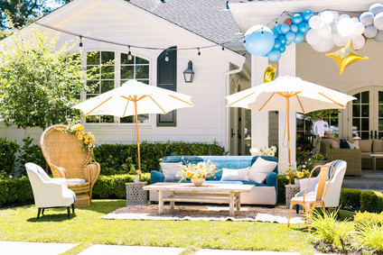 Blue + yellow celestial themed baby shower Inspiration