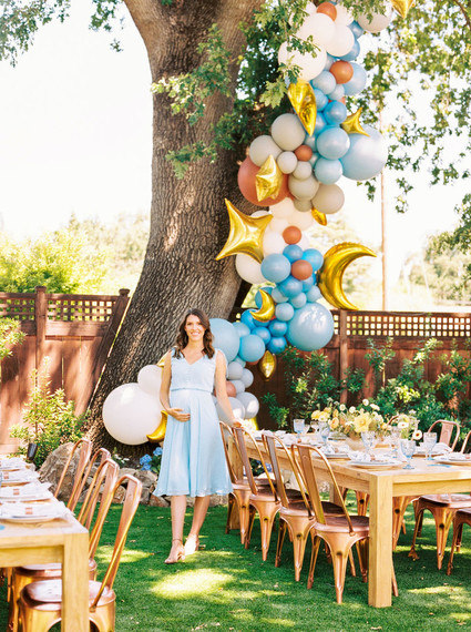 Blue + yellow celestial themed baby shower Inspiration