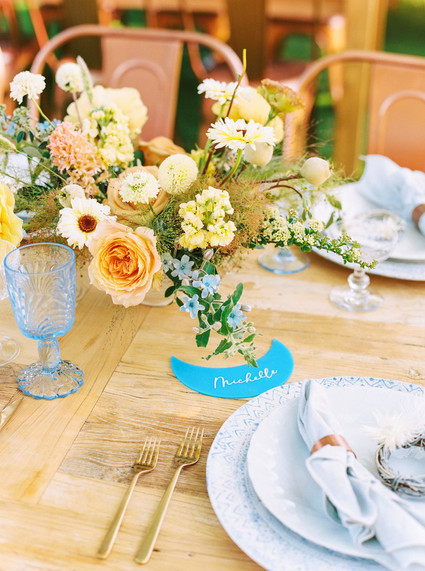 Blue + yellow celestial themed baby shower Inspiration
