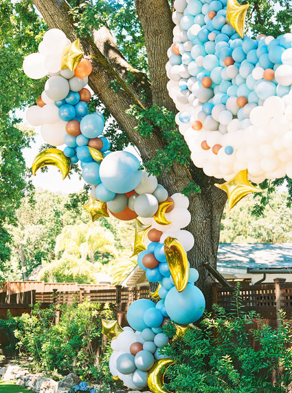 Blue + yellow celestial themed baby shower Inspiration