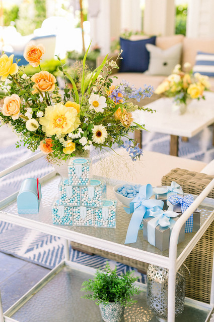 Blue + yellow celestial themed baby shower Inspiration