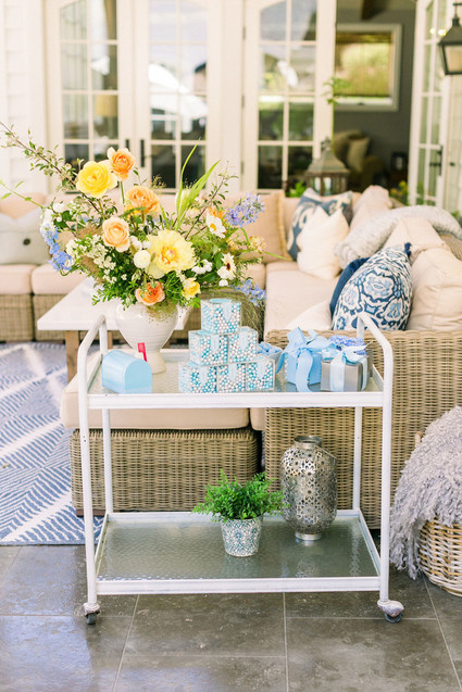 Blue + yellow celestial themed baby shower Inspiration