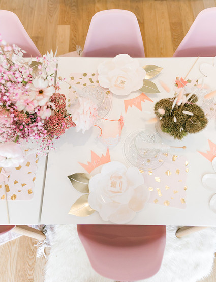 Pink + gold princess tea party 3rd birthday