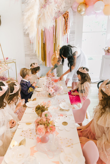 Pink + gold princess tea party 3rd birthday