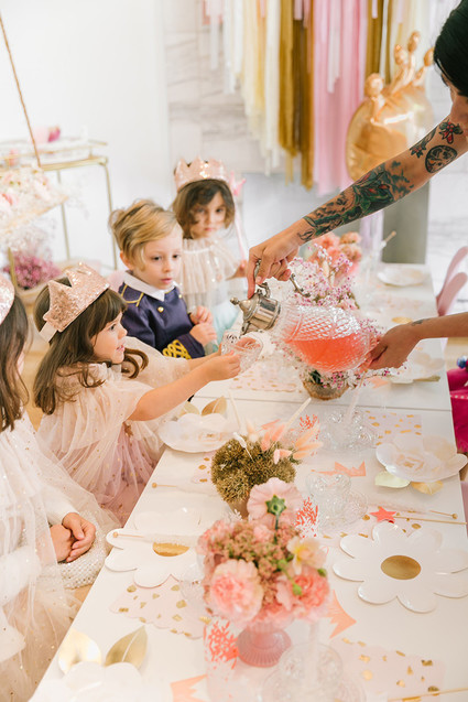 Pink + gold princess tea party 3rd birthday