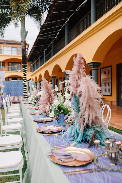 Tablescape with dyed flowers