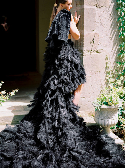 Black feather wedding dress