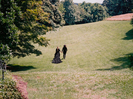 Black feather wedding dress