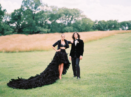 Black feather wedding dress