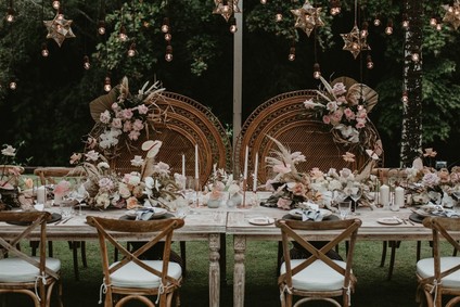 Bohemian wedding tablescape