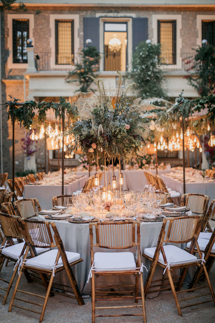 Elegant wedding tablescape with lanterns