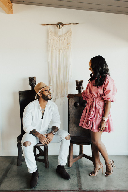 Joshua Tree engagement shoot at a desert airbnb
