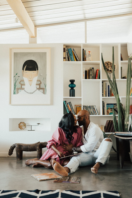 Joshua Tree engagement shoot at a desert airbnb