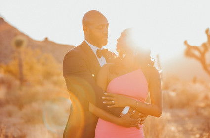 Joshua Tree engagement shoot in hot pink dress