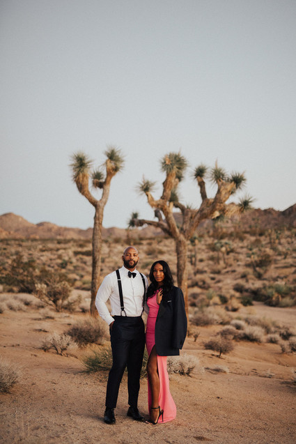 Joshua Tree engagement shoot in hot pink dress