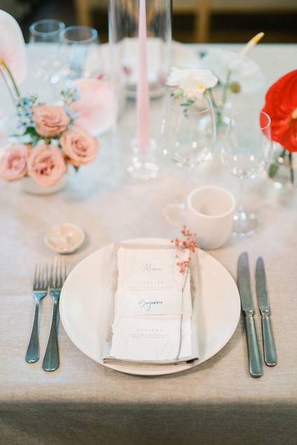 Red + pink place setting