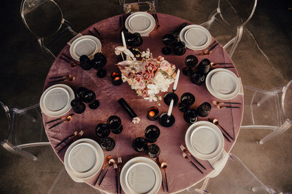 Black, gold, and pink wedding